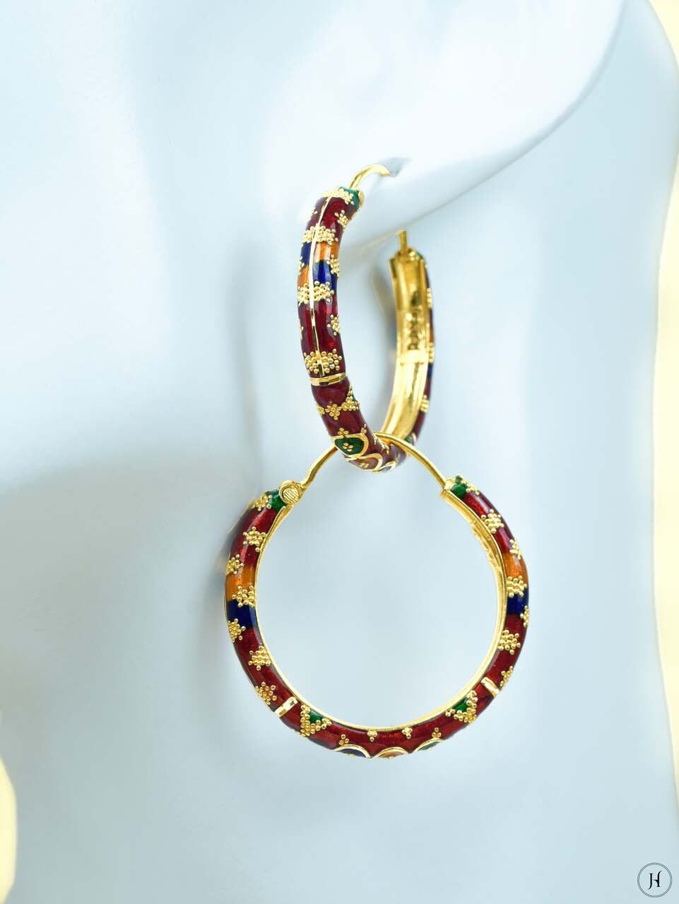 21K Yellow Gold Multicolor Meena Infinity Hoop Earrings