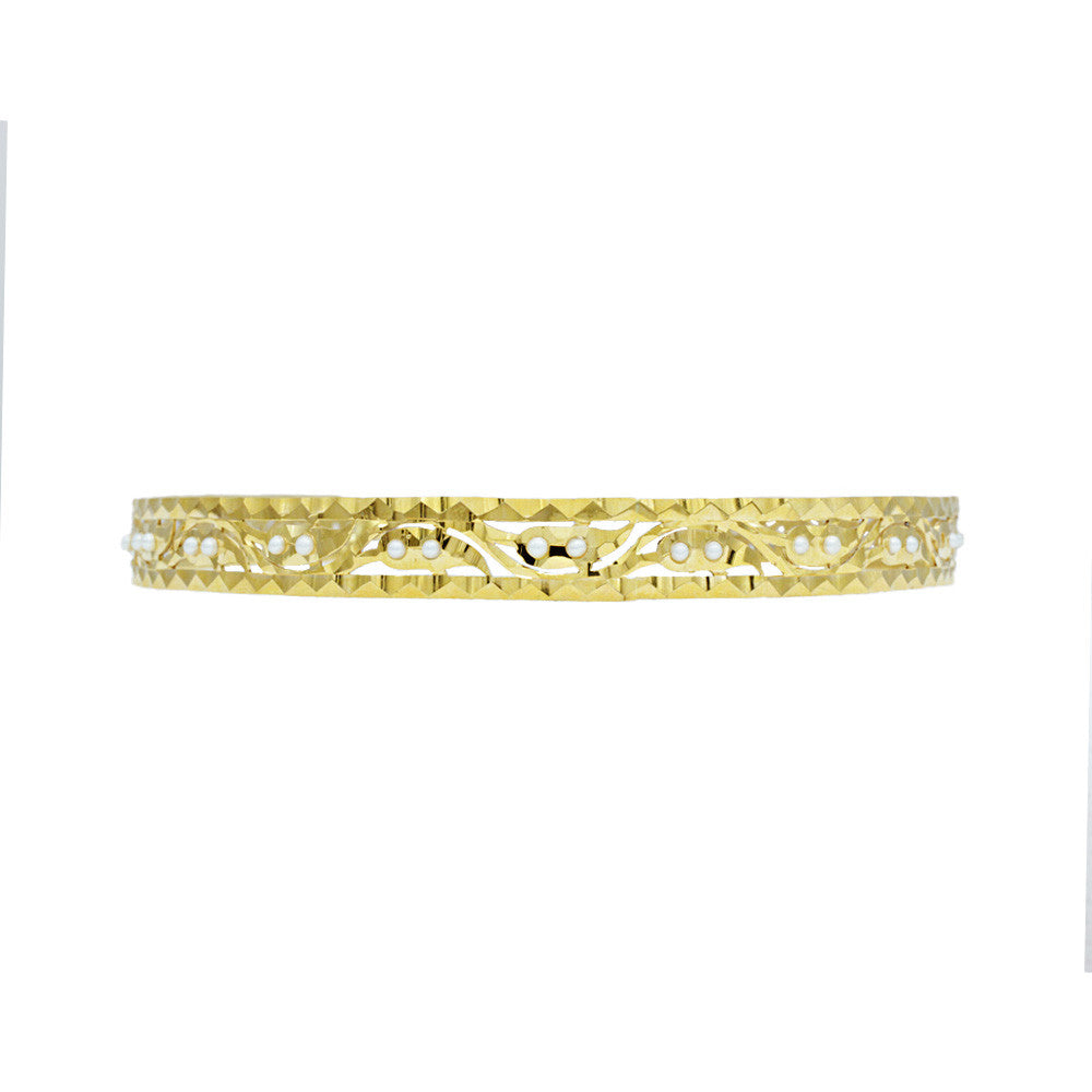 21K Yellow Gold Bahraini Pearl Headband Front