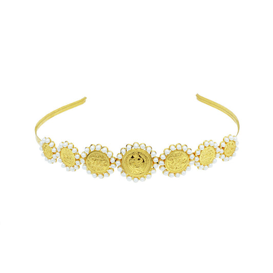 21K Yellow Gold Bahraini Coin Pearl Headband