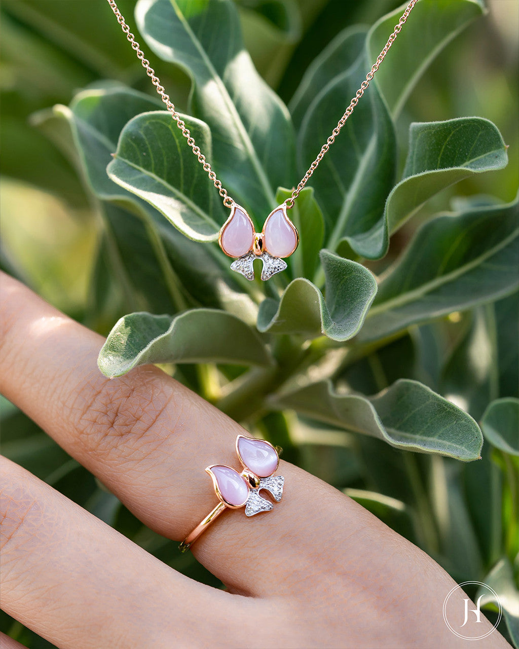 18K Rose Gold Pink Bow Diamond Earrings