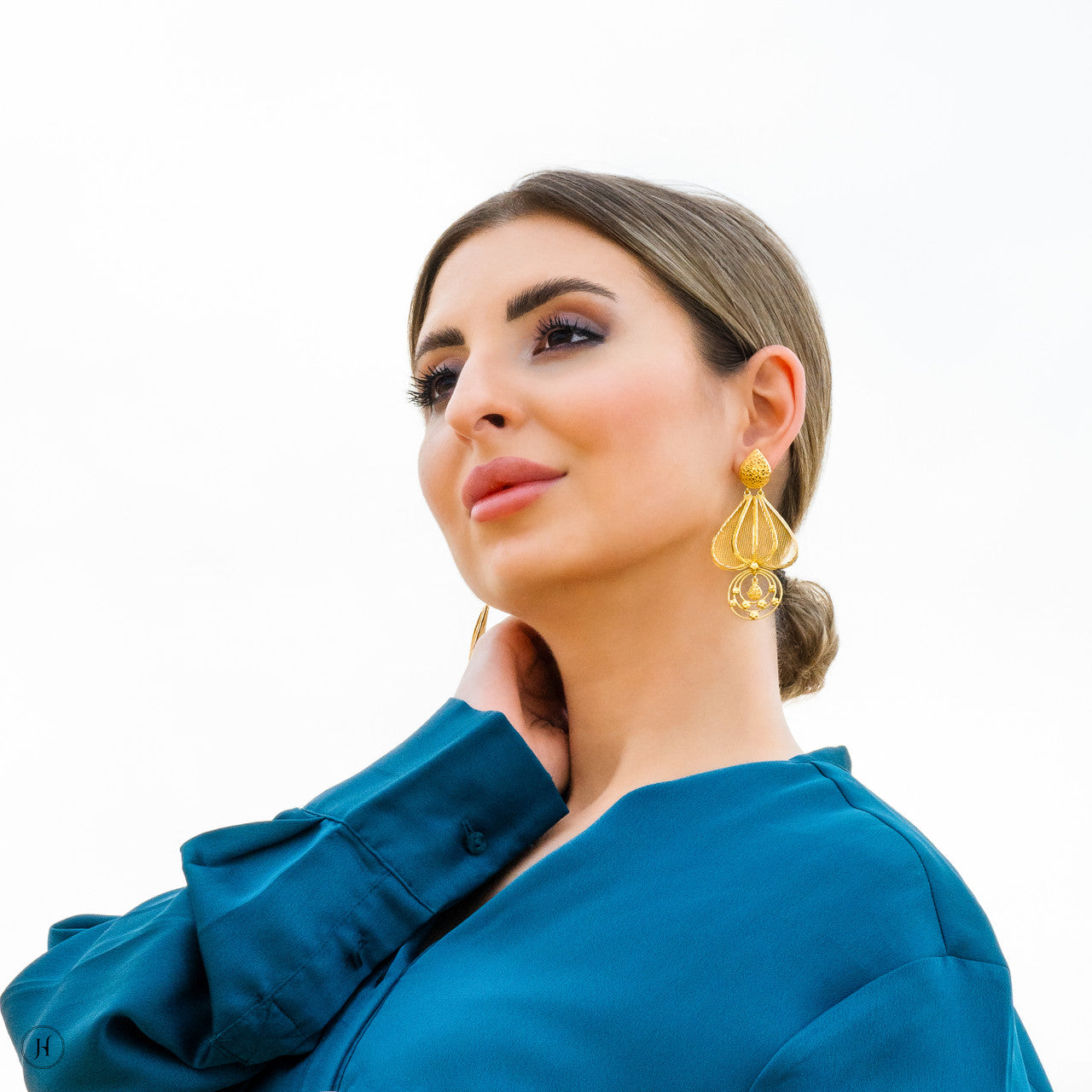 21K Yellow Gold Bahraini Fan Chandelier Earrings