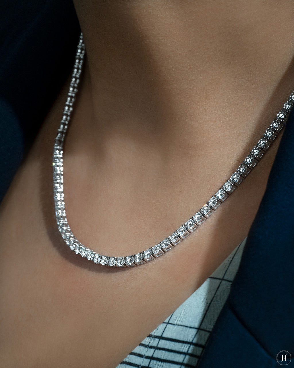 18K Lab Grown Diamond Round 15.53 Ct Tennis Necklace