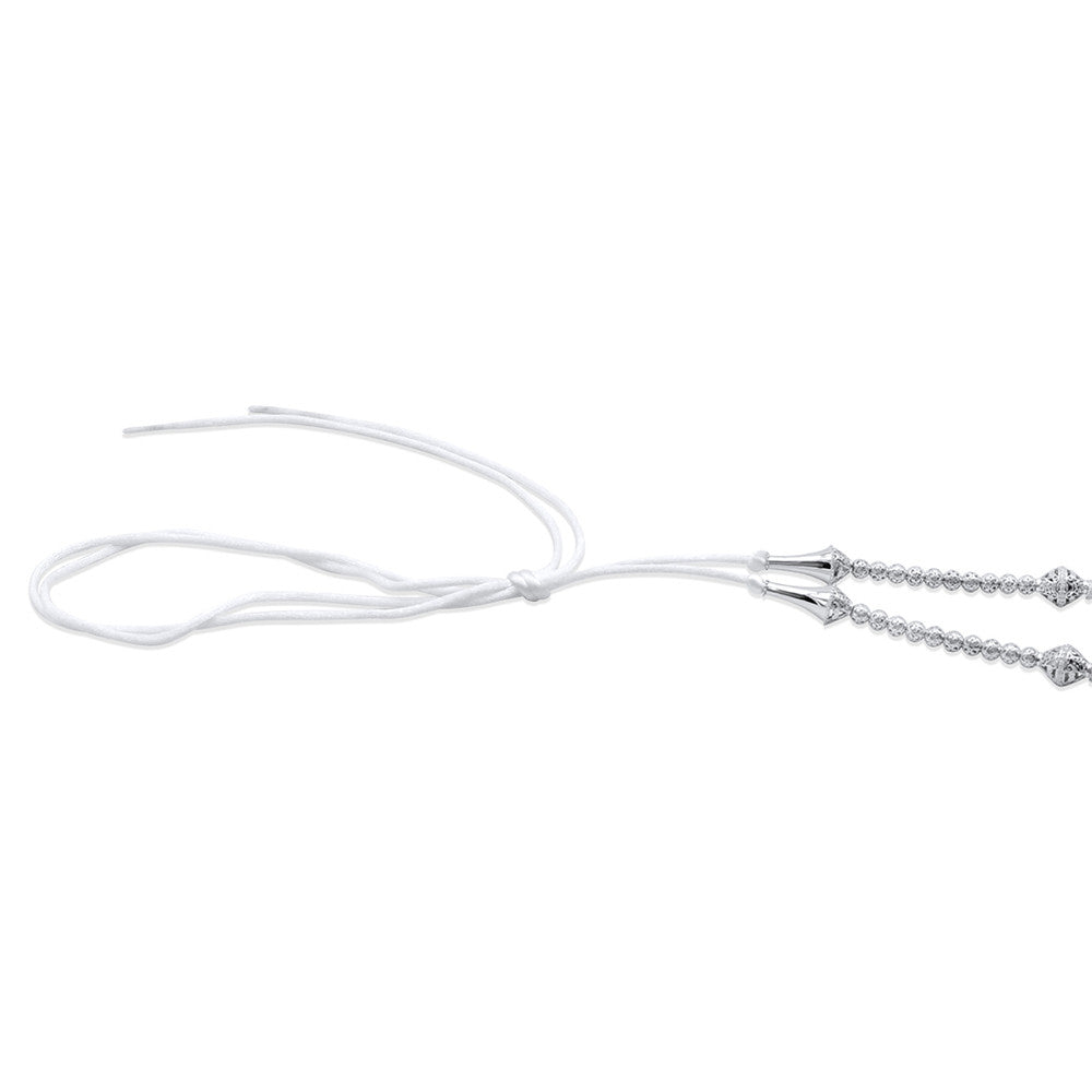 Adjustable white silk string fastening for 18K White Gold Italian Emirati Shnaf Necklace