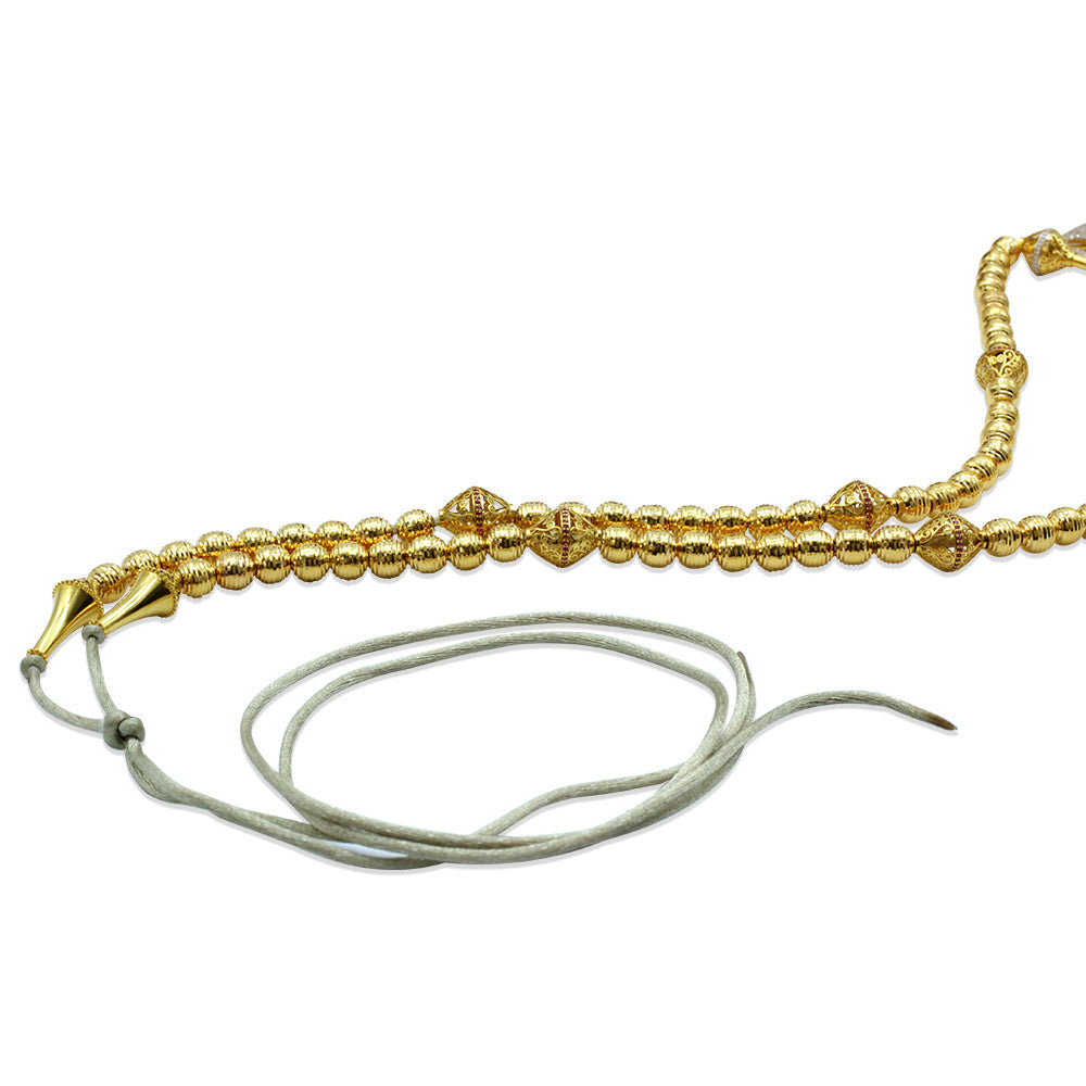 Adjustable string fastening for 21K Yellow Gold Bahrain Kabira Emirati Shnaf Opera Necklace