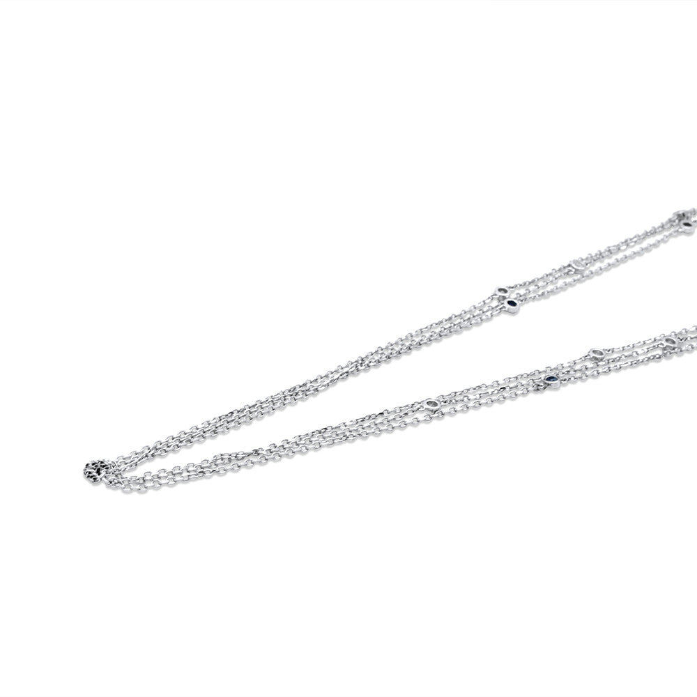 Fixed knot fastening on 18K White Gold Italian Emirati Shnaf Lariat Necklace