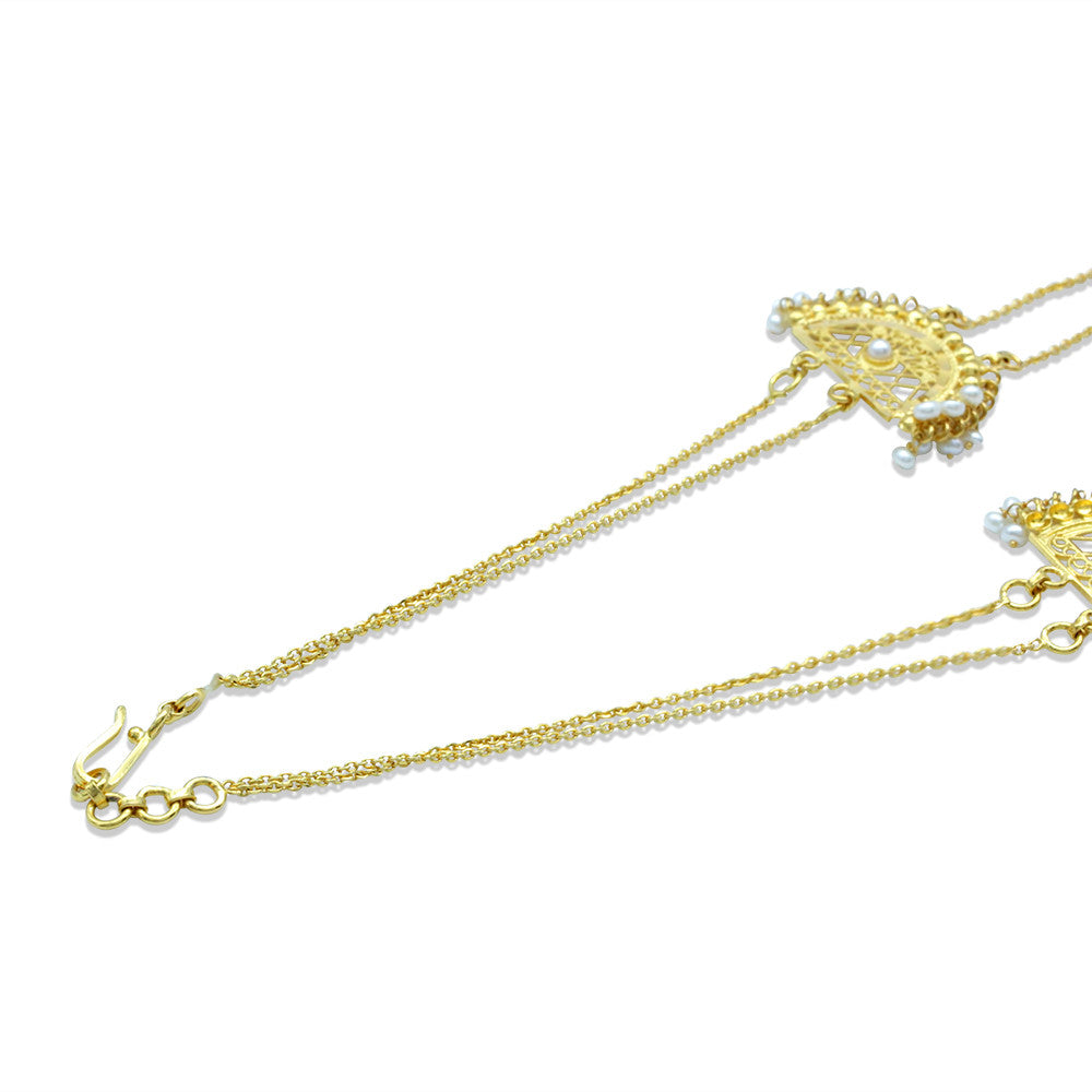 Rib eye hook on 21K Yellow Gold Emirati Pearl Rope Necklace