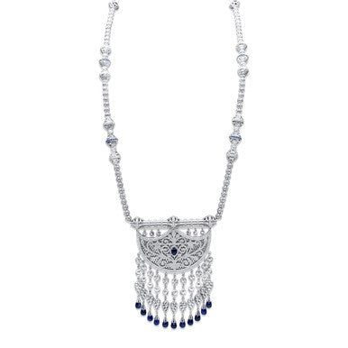 18K White Gold Italian Emirati Shnaf Opera Necklace