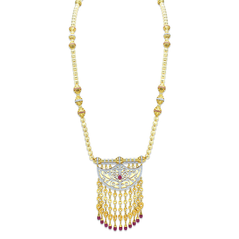 21K Yellow Gold Italian Emirati Shnaf Opera Necklace for brides