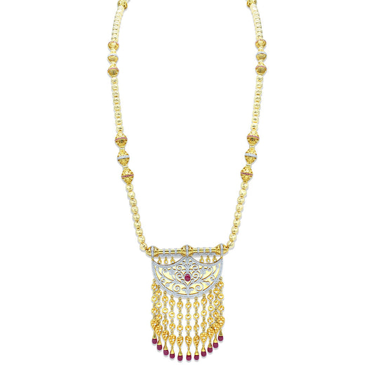 21K Yellow Gold Italian Emirati Shnaf Opera Necklace for brides