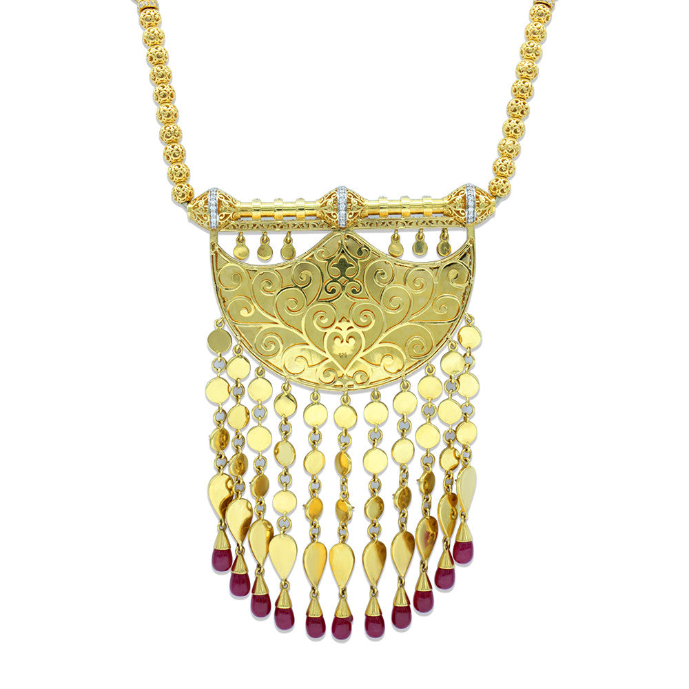 Back of 21K Yellow Gold Bahrain Classic Emirati Shnaf Opera Necklace