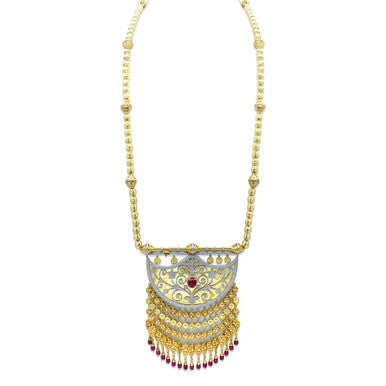 21K Yellow Gold Bahrain Kabira Emirati Shnaf Opera Necklace