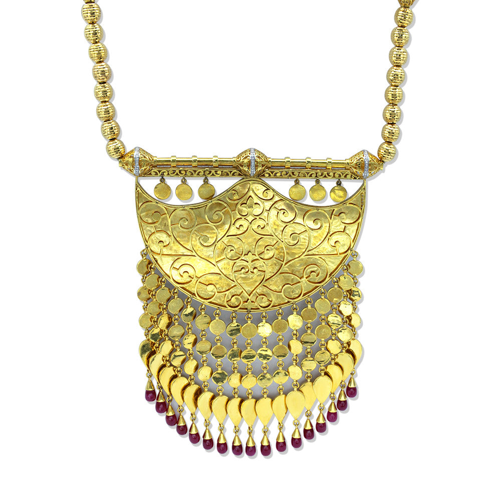 Back of 21K Yellow Gold Bahrain Kabira Emirati Shnaf Opera Necklace