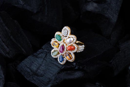 18K Yellow Gold Diamond Navratna Ring with Gemstones
NAVRATNA DIAMOND JEWELLERY
DIAMOND GEMSTONE JEWELLERY
18K GOLD RING WITH DIAMOND