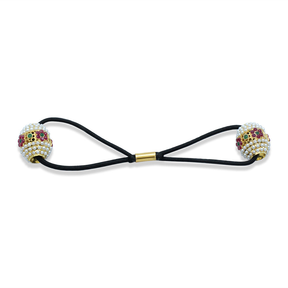 21K Yellow Gold Bahraini Flower Pearl Hair Tie