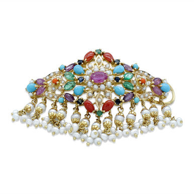 21K Yellow Gold Bahraini Pearl Multicolor Hair Clip