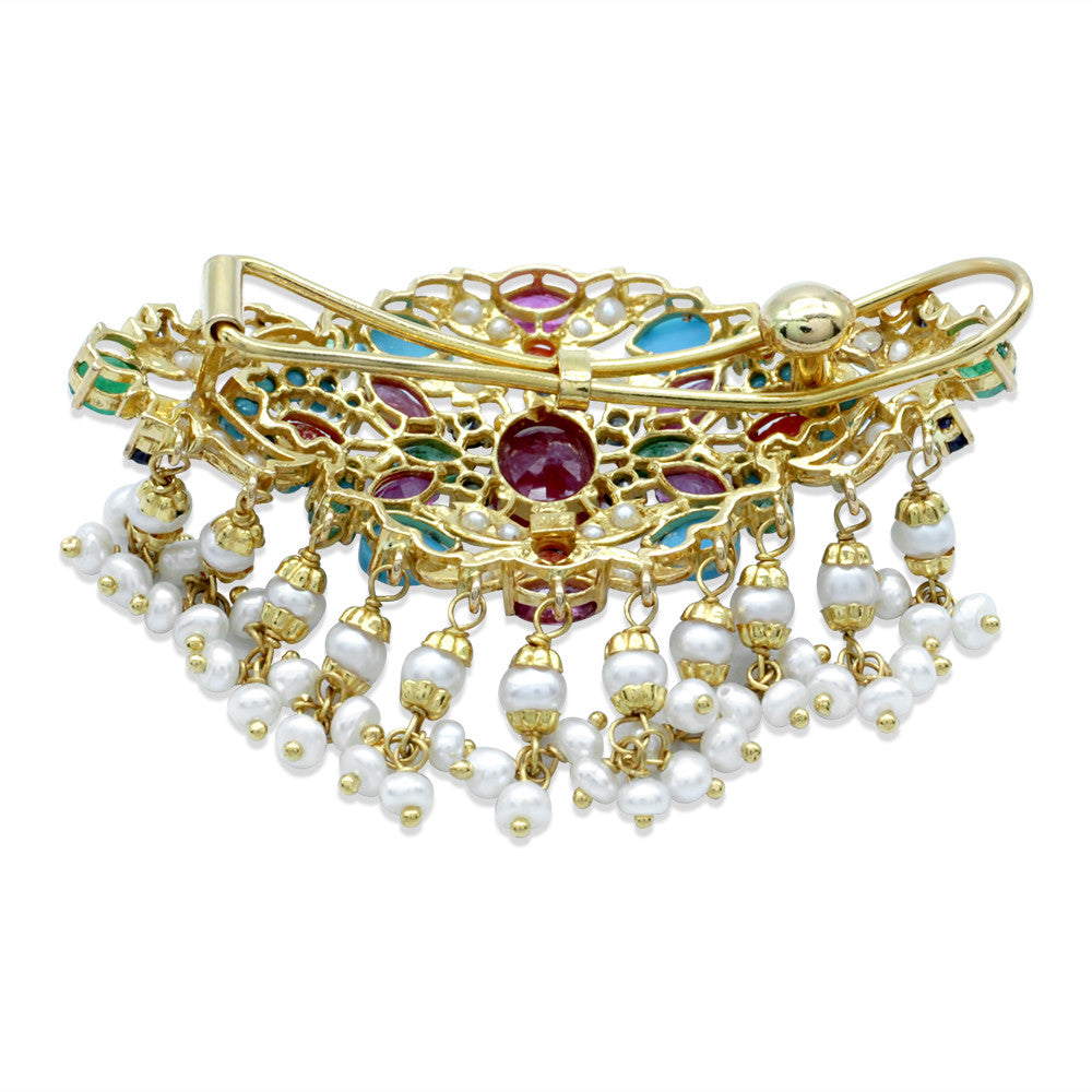 21K Yellow Gold Bahraini Pearl Multicolor Aleid Hair Clip