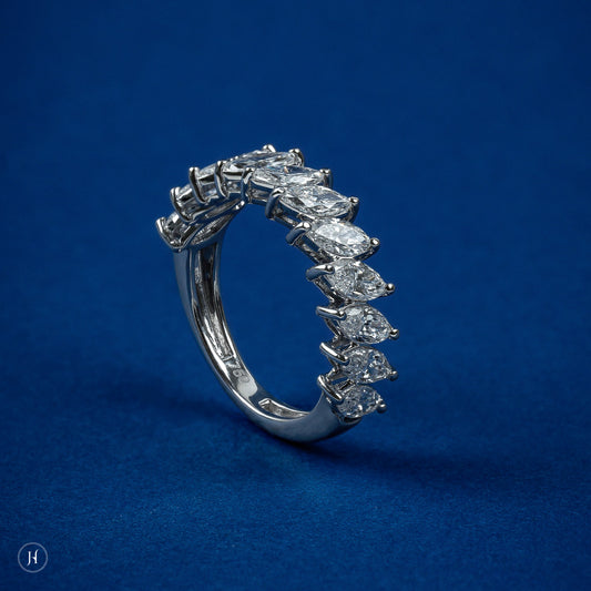 18K White Gold Lab Grown Diamond Marquise Tennis Ring