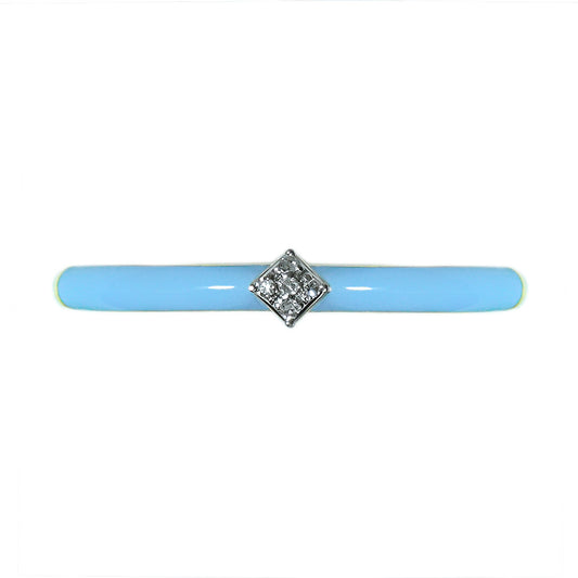 18K Rose Gold Sky Enamel Diamond  Ring