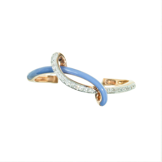 18K Rose Gold Elegant Lavender Enamel Diamond Ring