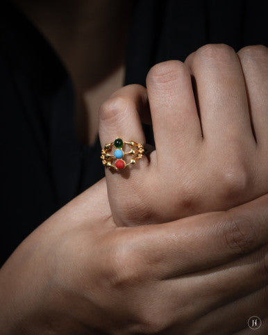 21K Yellow Gold Bahraini Tri Color Ring