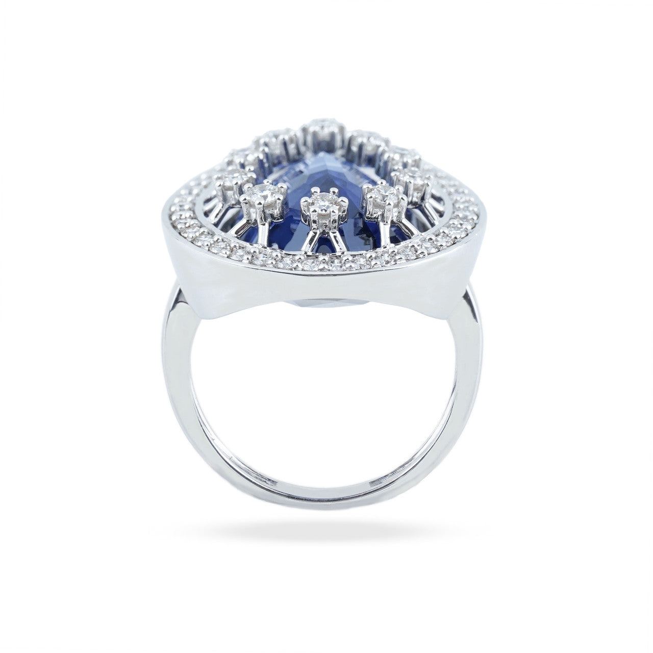 18K White Gold Blue Diamond Ring