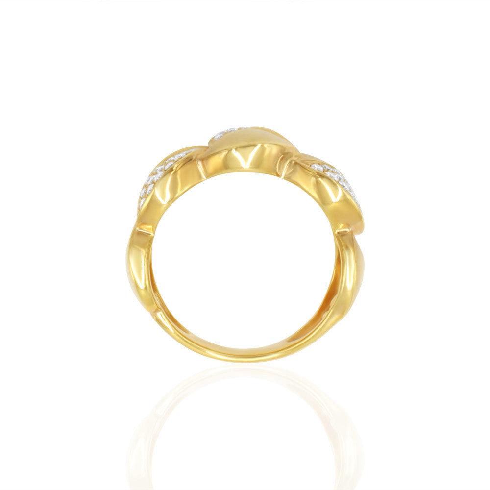 18K Yellow Gold Halfmoon Yellow Gold Diamond Ring