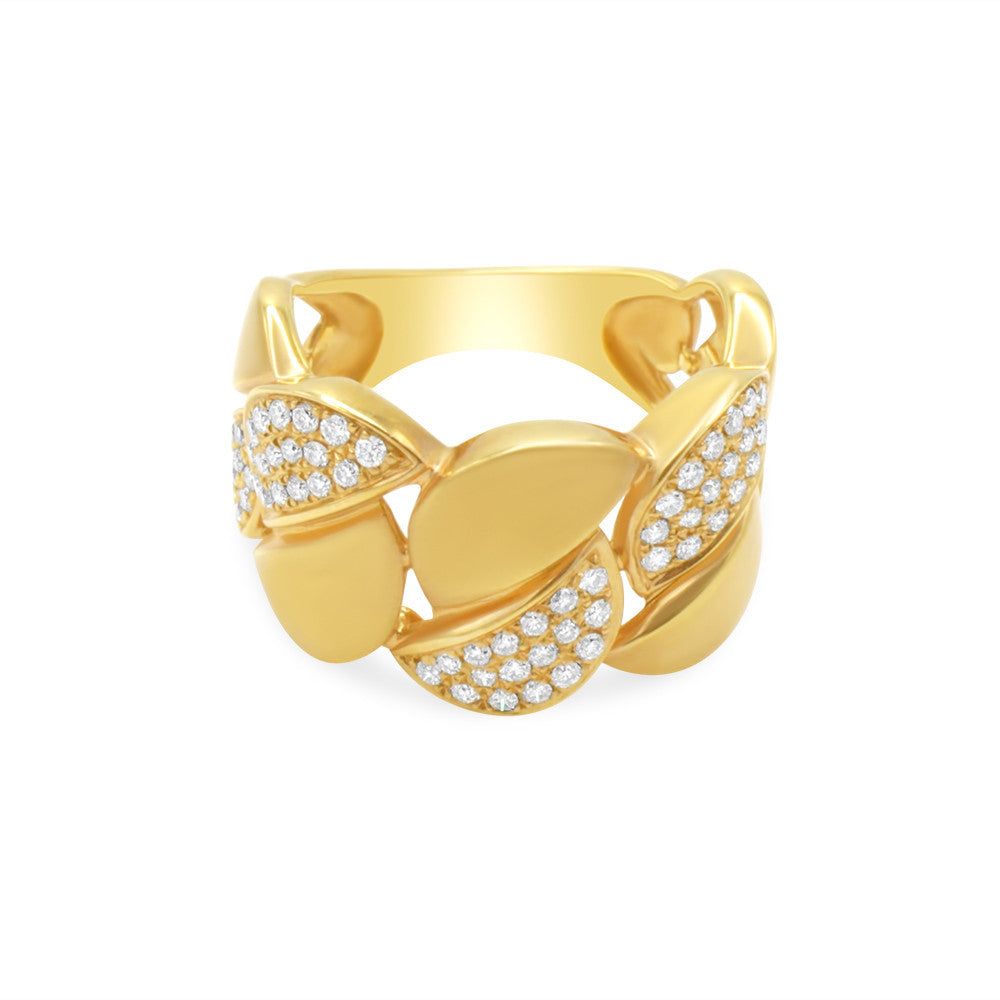 18K Yellow Gold Halfmoon Yellow Gold Diamond Ring