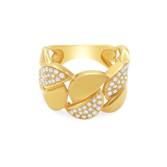 18K Yellow Gold Halfmoon Yellow Gold Diamond Ring