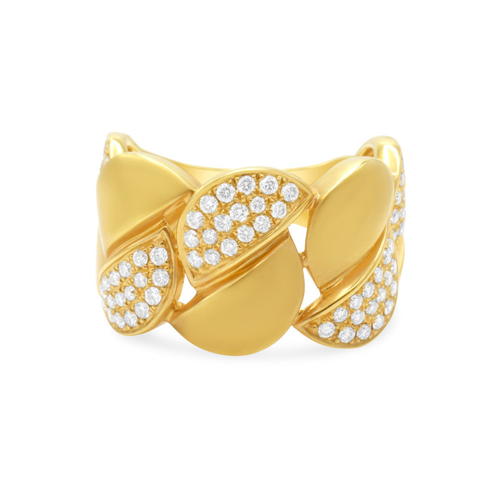 18Karat Yellow Gold Halfmoon Yellow Gold Diamond Ring