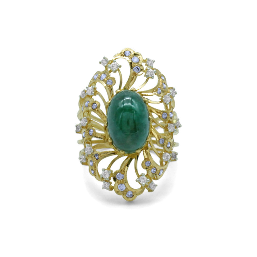 22K Yellow Gold Bahraini Green Zircon Ring