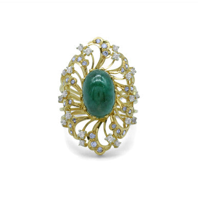 22K Yellow Gold Pakistani Green Zircon Ring