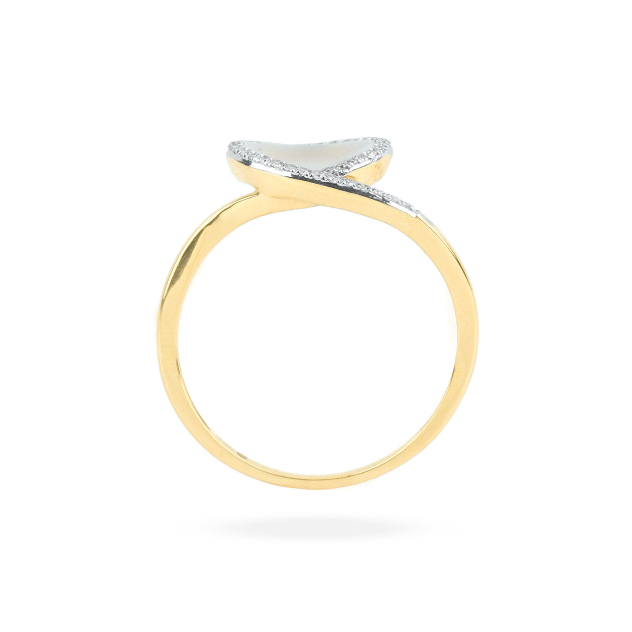 18K Yellow Gold Mother of Pearl Cone Diamond Ring