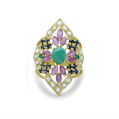 22K Yellow Gold Pakistani Green Pearl Ring