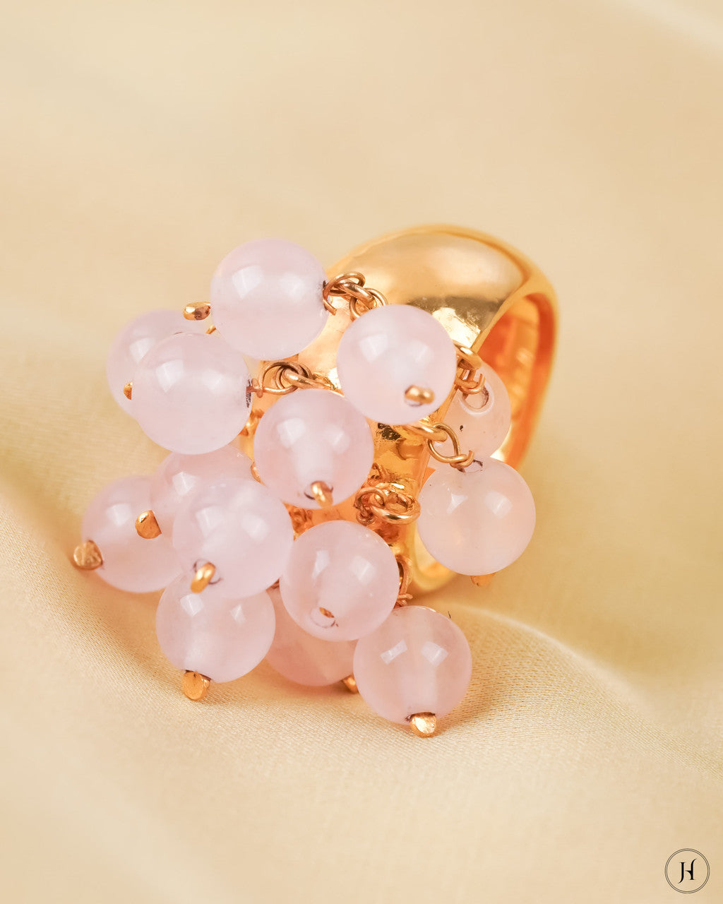 21K Yellow Gold Moonstone Cluster Statement Ring