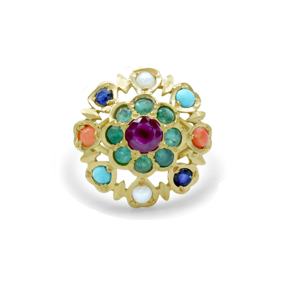 21K Yellow Gold Bahraini Bold Flower Ring