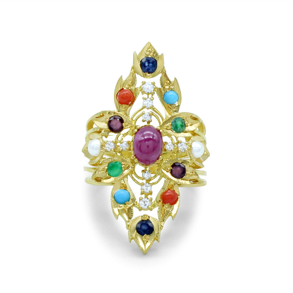 22K Yellow Gold Bahraini Purple Fire Ring