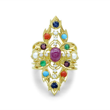 22K Yellow Gold Pakistani Purple Fire Ring