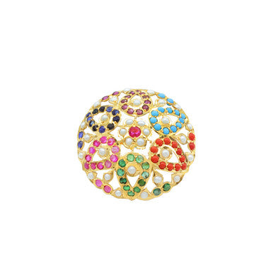 21K Yellow Gold Pakistani Colorful Flower Ring