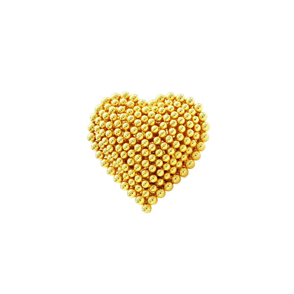 21K Yellow Gold Bahraini Beaded Heart Ring