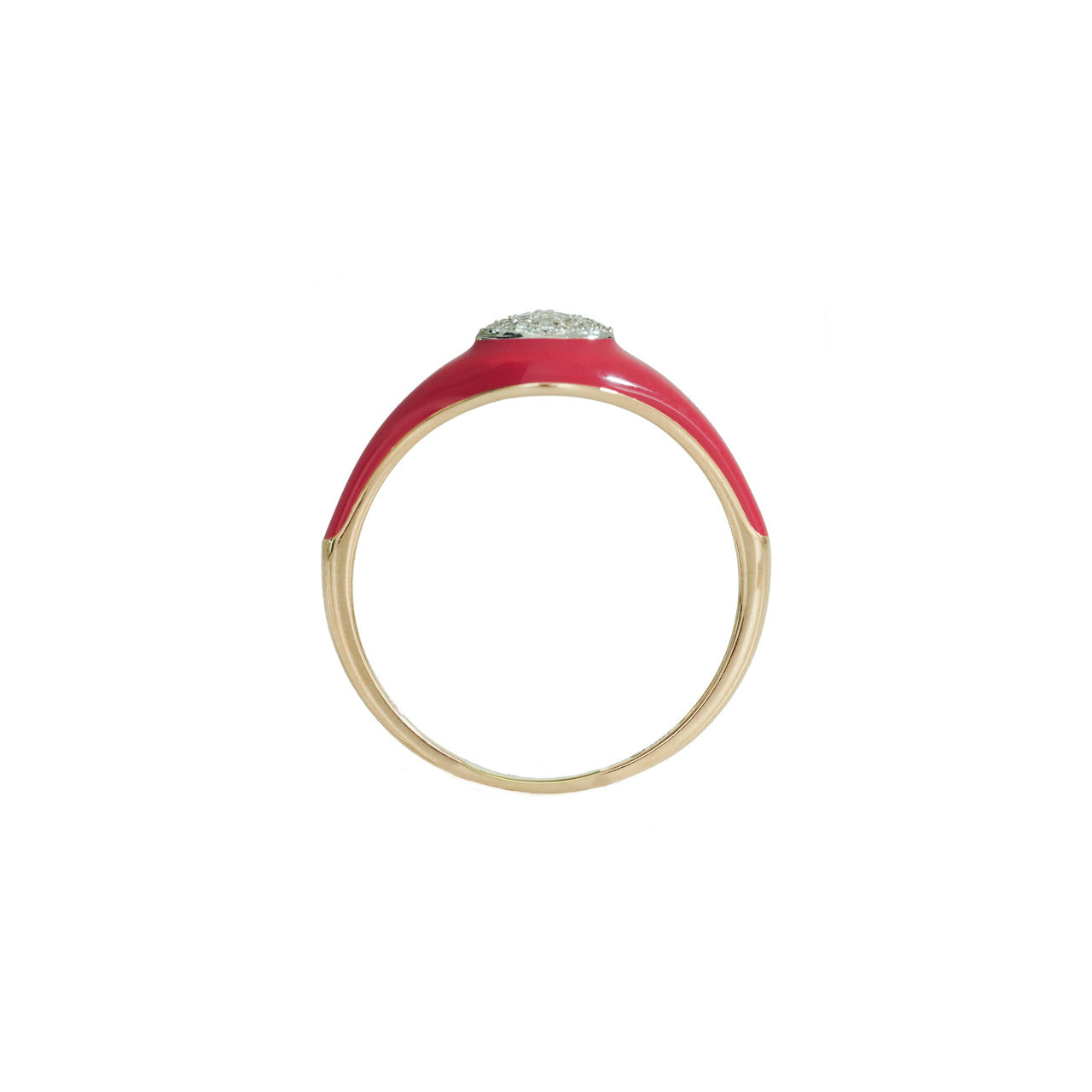 18K Rose Gold Pink Enamel Diamond Ring