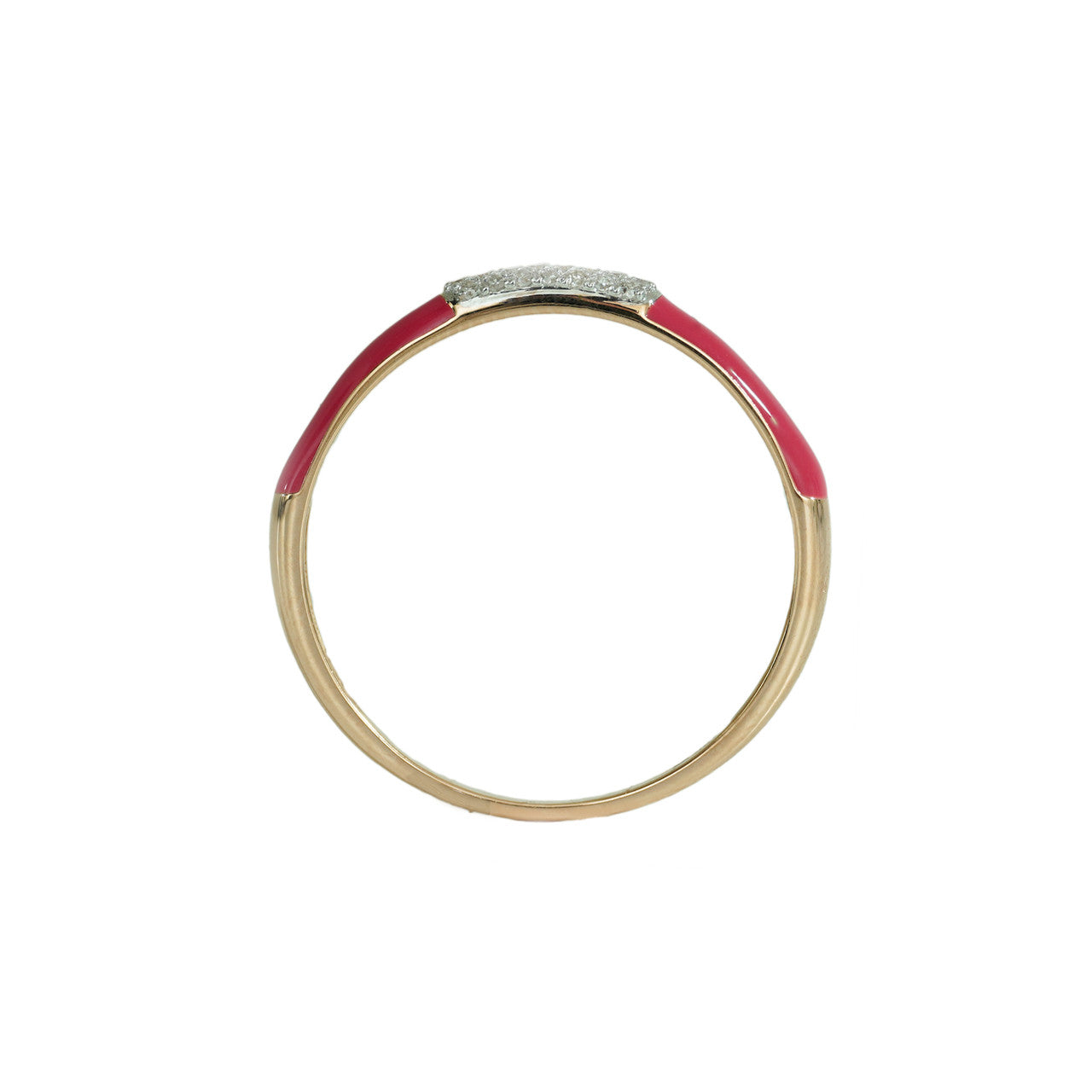 18K Rose Gold Elegant Magenta Enamel Diamond Ring