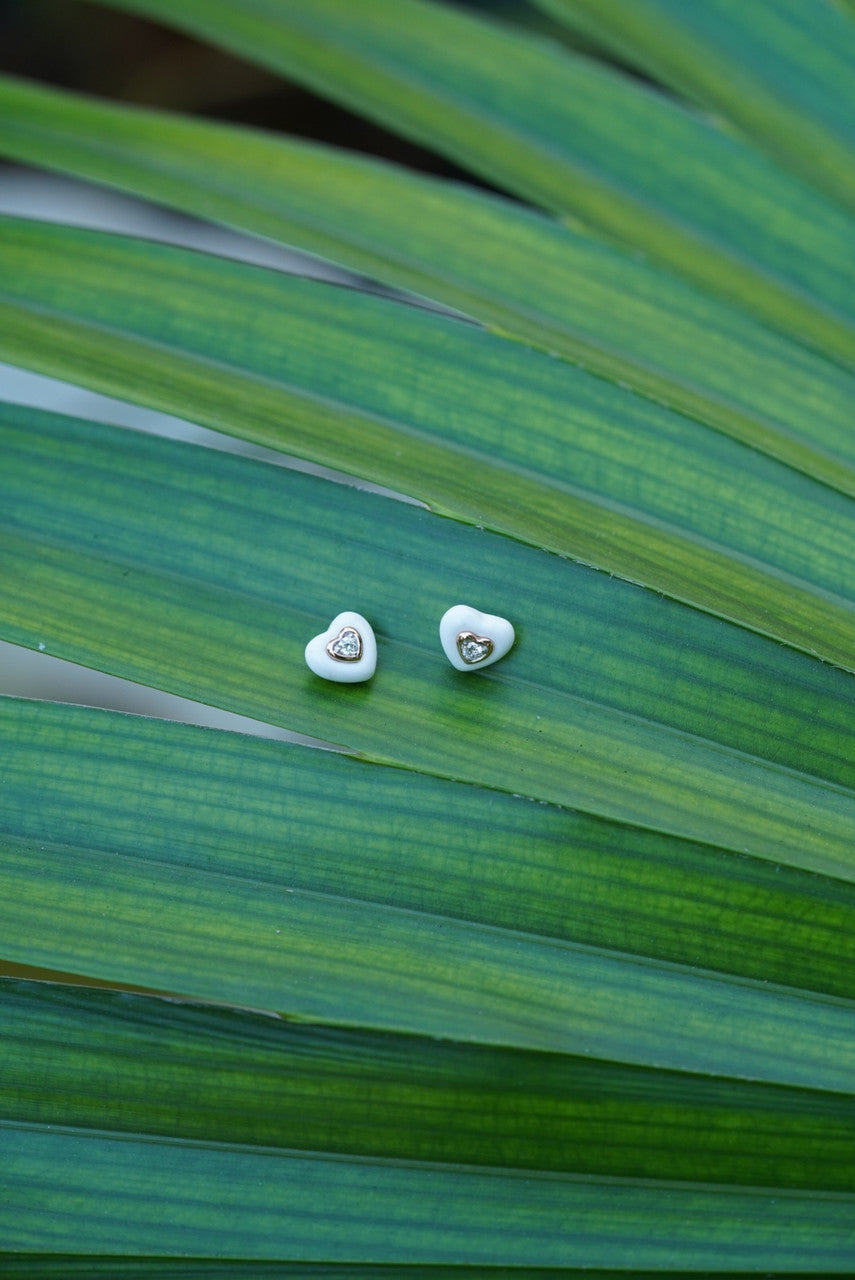 18K Rose Gold Heart Diamond Earring