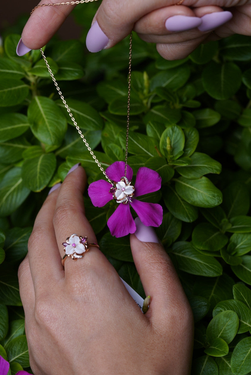 18K Rose Gold Pink Nectar Diamond Pendant Set