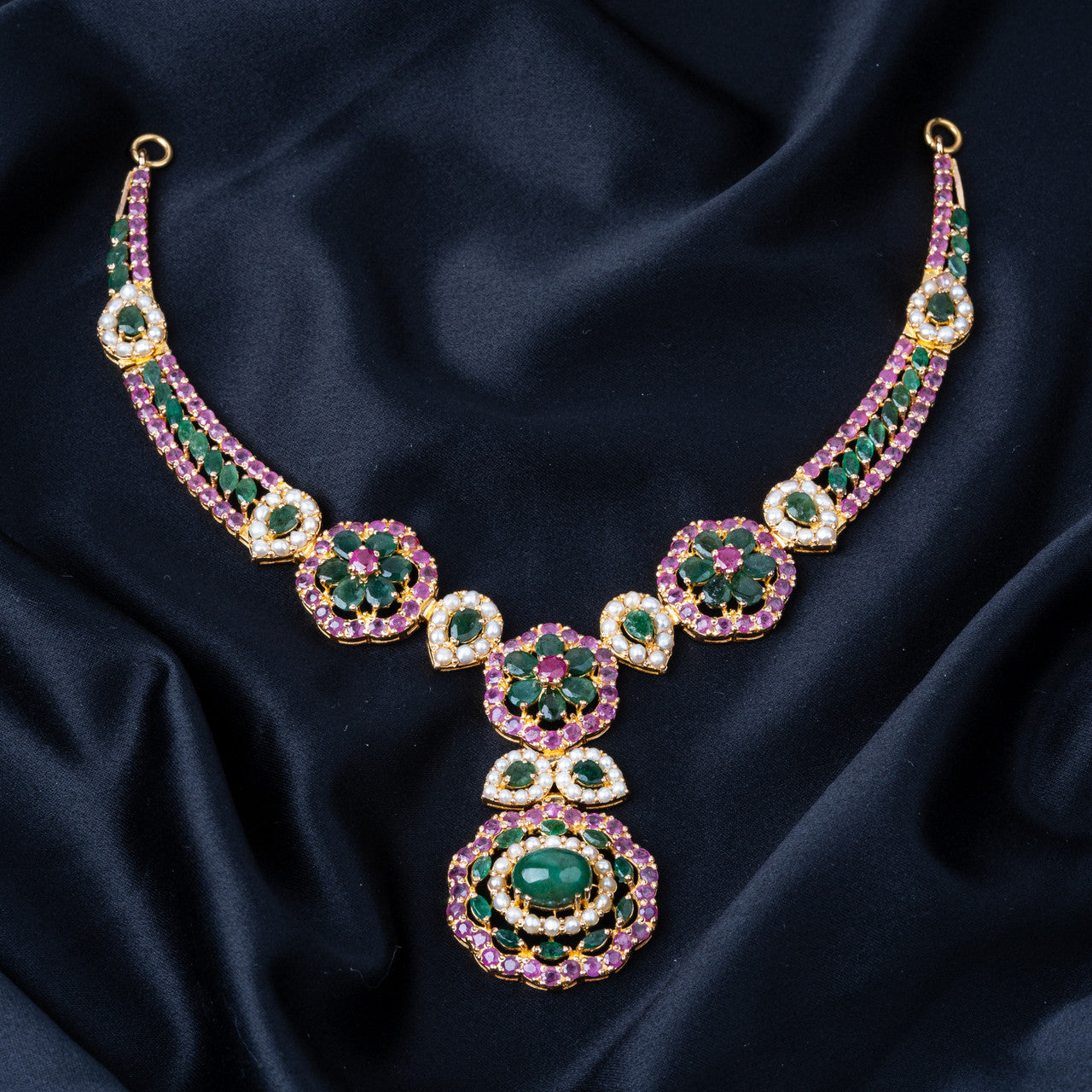 21K Yellow Gold Pakistani Gemstones Princess Necklace