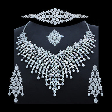 18K White Gold Italian Marah Bridal Matinee Necklace Set