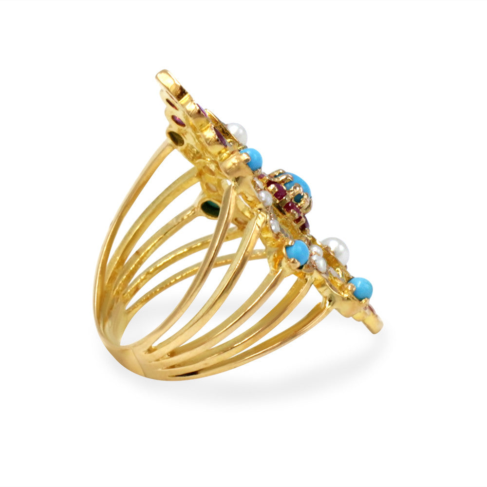 21K Yellow Gold Bahraini Pearl Gemstone open shank ring