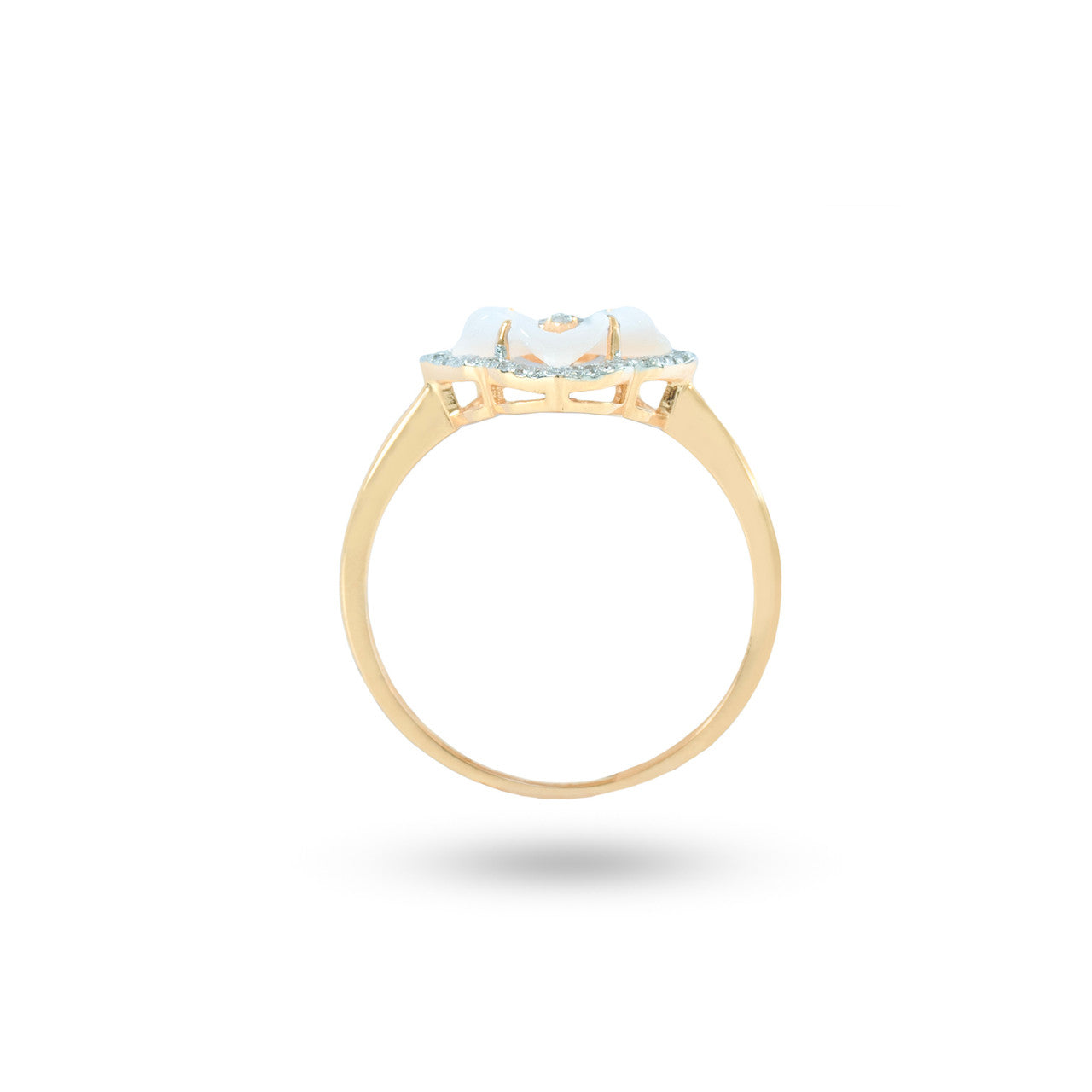 18K Yellow Gold Mother of Pearl Diamond Ring