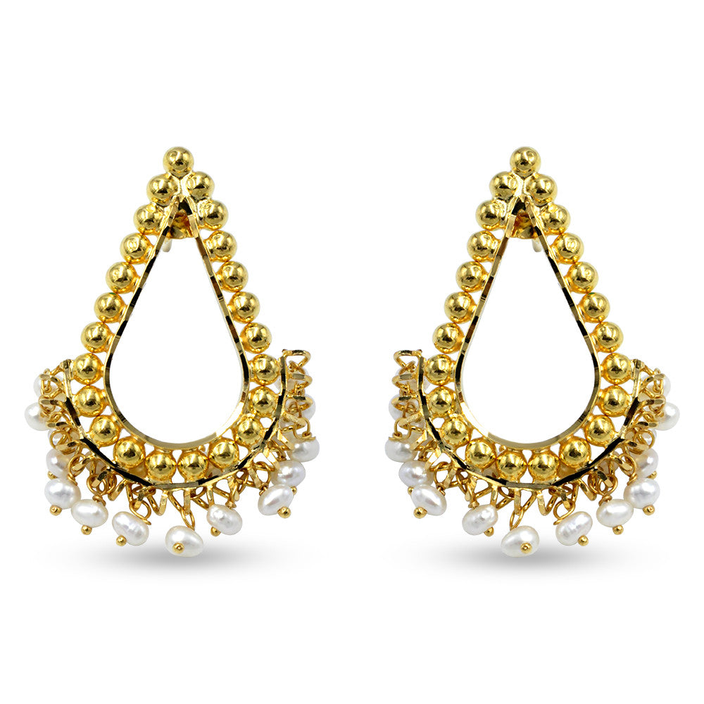 21K yellow gold Bahraini Pearl tear drop push back earrings