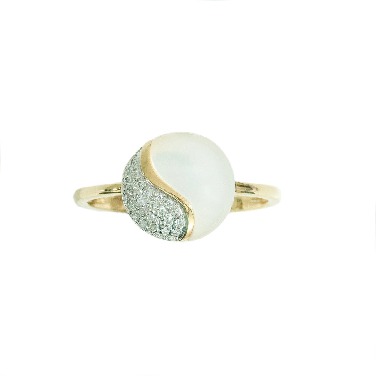 18K Yellow Gold Mother of Pearl Cirque Diamond Ring