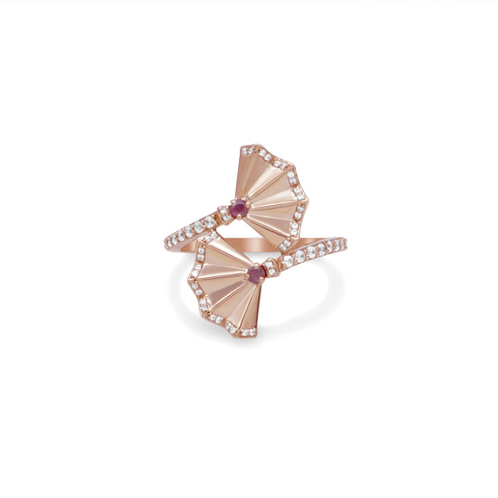 18K Rose gold Italian Fan ring